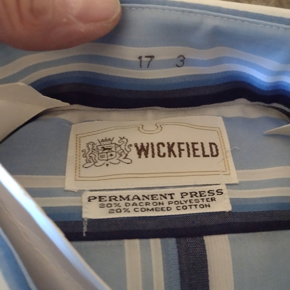 Men's mint 17" Vintage 70's dead stock Wickfield button down shirt - Picture 2 of 9